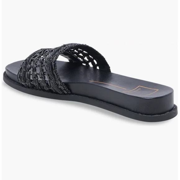Dolce Vita GWENN Black Raffia Sandal Slide - Picture 4 of 7